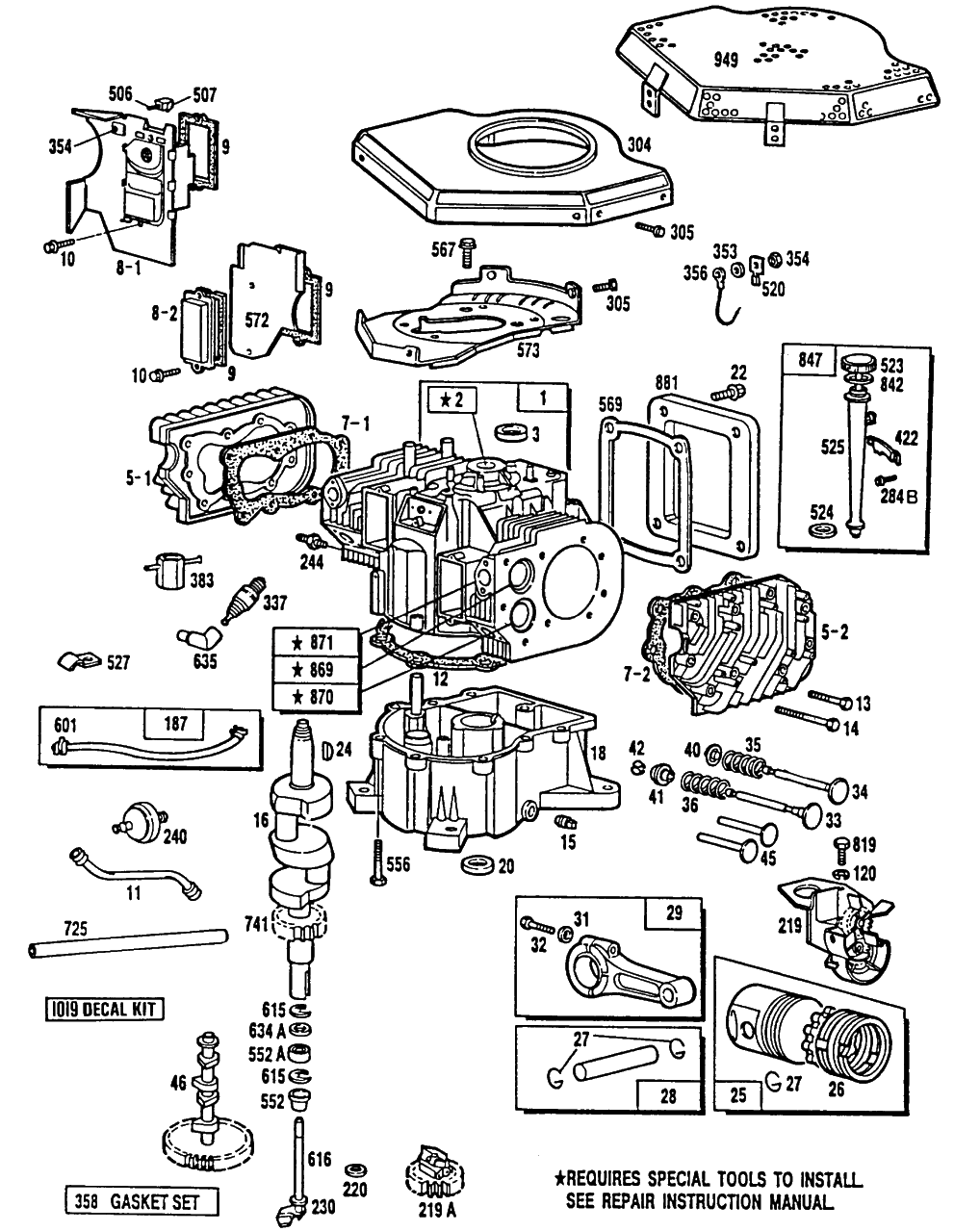 Cylinder,cylinder Heads,sump Diagram and Parts List for 404707-0116-XX  Briggs and Stratton Engine